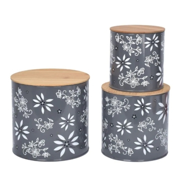 Temp-tations 3-Piece Metal Canisters with Bamboo Lids. Brand new. Never used. - Picture 9 of 10